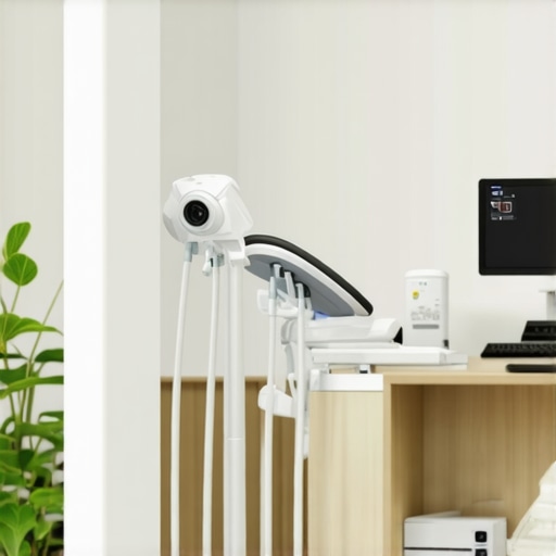 AI and Biometric Technologies in Family Dentistry 2024 Family dentist using AI diagnostic tools and biometric sensors for multigenerational care