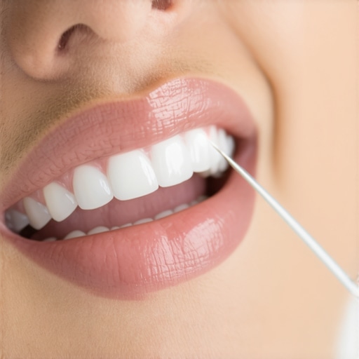 Dentist performing laser teeth whitening with nanotechnology in a modern clinic