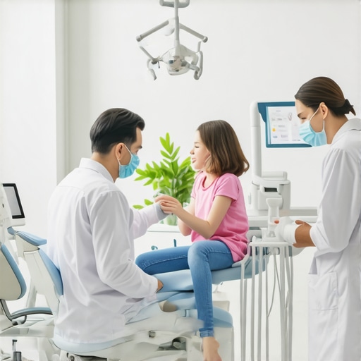 Futuristic Family Dental Clinic with AI Tech Modern dental office with advanced imaging and AI tools for family care