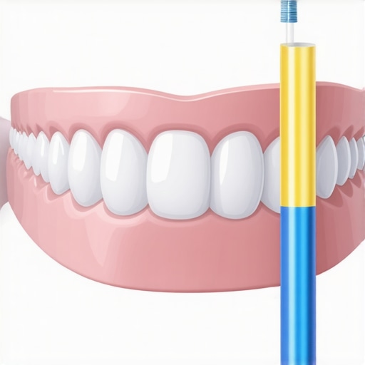 Close-up of nanotech whitening gel on enamel during orthodontic treatment.