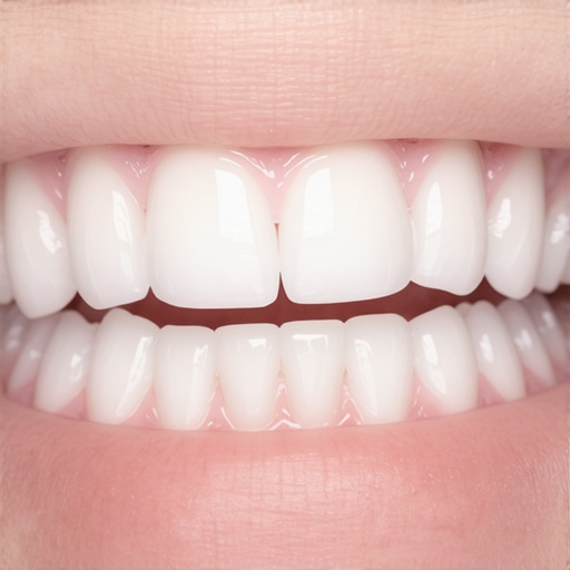 Close-up of nanotechnology-based whitening agent being applied to a patient's enamel during orthodontic treatment.
