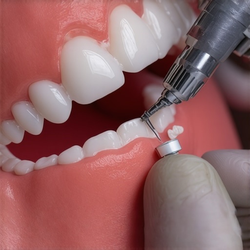 Dental technician layering ceramic veneers with digital design tools.
