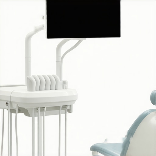Dental professional using digital smile design software with whitening tools in a modern clinic