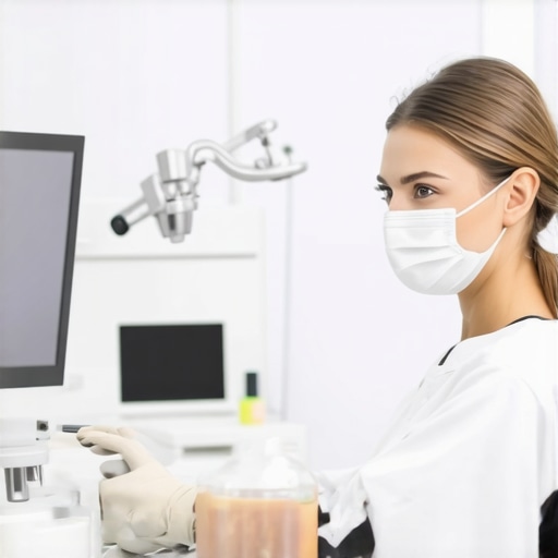 Family dentist using digital scanner for Invisalign consultation in modern clinic