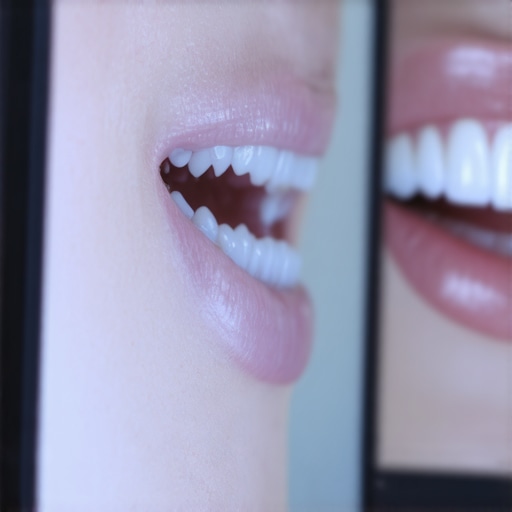 Dentist reviewing digital smile design software with 3D dental models.