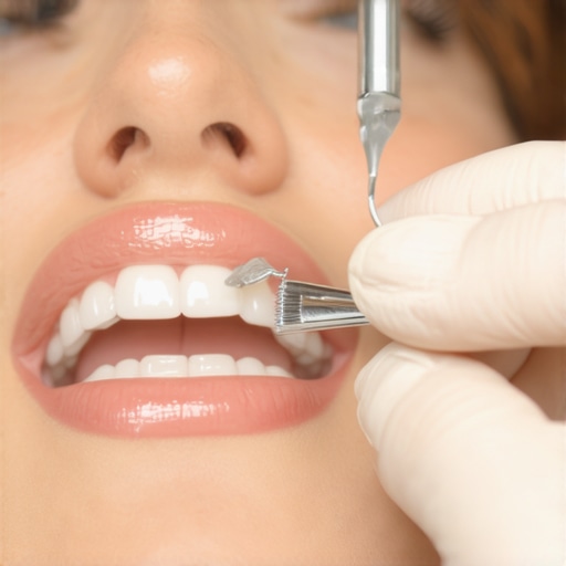 Dentist attaching porcelain veneers to a patient's teeth, highlighting precision dentistry.