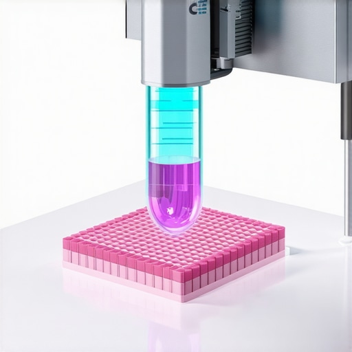 A high-tech lab with bioprinting equipment creating a synthetic organ from living cells.