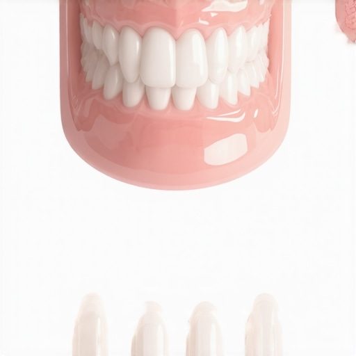 Digital illustration of a dental plan displaying veneers and Invisalign alignments.
