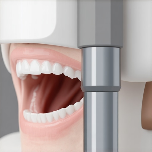 A dentist using a digital intraoral scanner to capture a patient's teeth in a contemporary dental office.