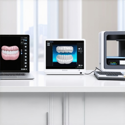 Futuristic dental clinic with digital devices used for family dental care