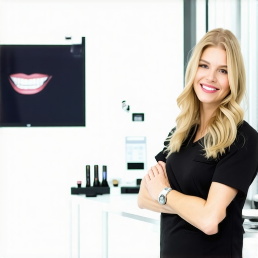 Dentist using digital smile design technology with smiling family patients
