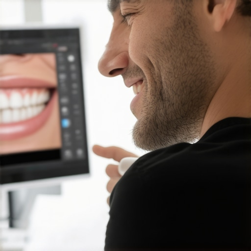 Dentist demonstrating digital smile planning to patient