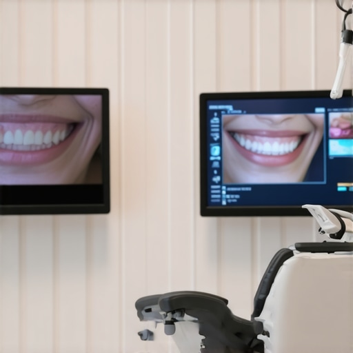 Family members of various ages discussing dental plans with a digital screen