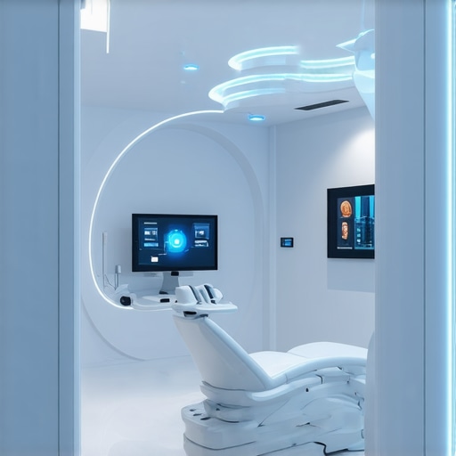 A modern dental workspace showcasing advanced digital design tools and innovative restorative materials