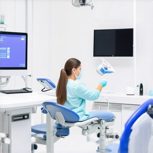 Modern dental clinic equipped with advanced imaging tools and happy family patients