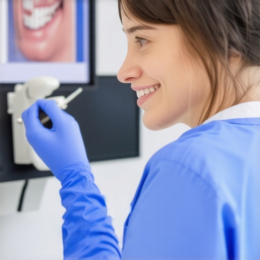 Dentist using digital smile design software to plan a smile makeover