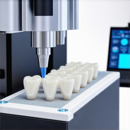 Advanced dental lab showing nanoceramic materials and AI-based planning tools.