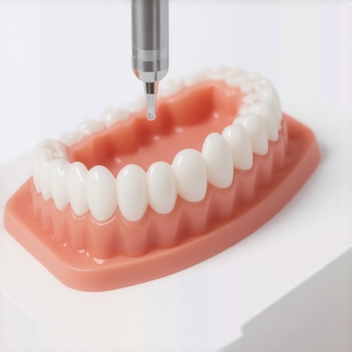 Close-up of advanced aligners embedded with nano-therapeutic agents for gum health