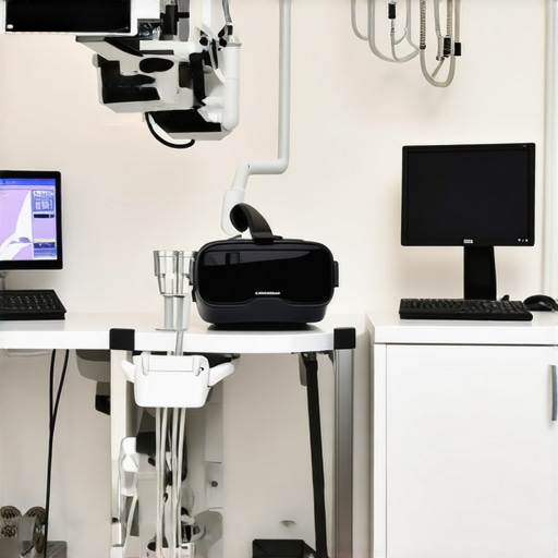 Futuristic dental office with advanced digital tools and equipment.