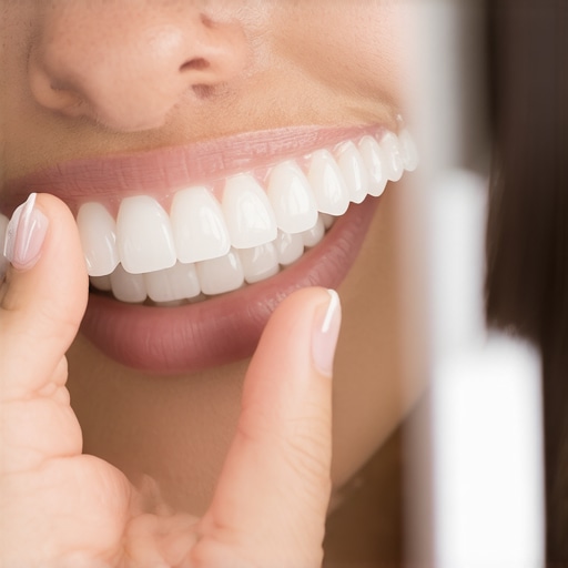 Person repositioning Invisalign trays in mirror to improve speech clarity