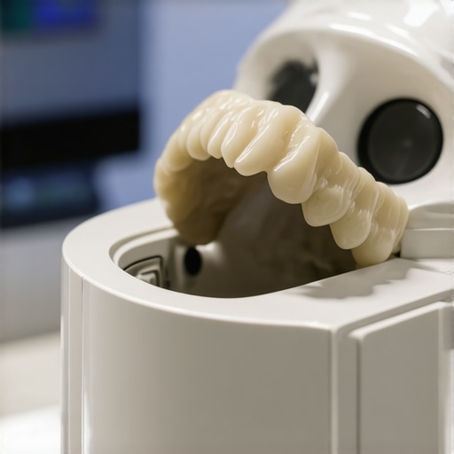 Dental professional conducting a bone density scan with a DEXA device