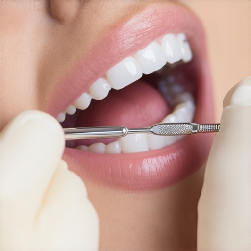 Dentist measuring gum pocket depths during a dental checkup