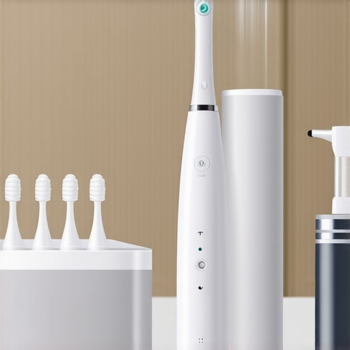Electric toothbrush, water flosser, and UV sterilizer for dental tool hygiene.
