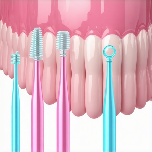 Advanced Dental Maintenance Tools A collection of modern dental cleaning tools including interdental brushes and electric flosser