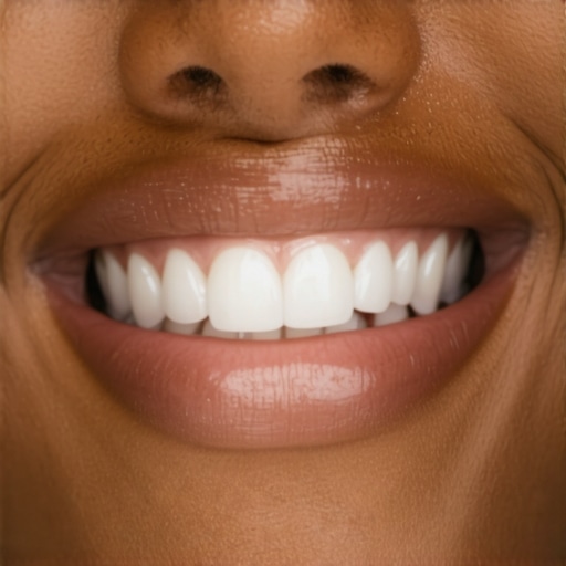 Happy person displaying a flawless smile after dental treatments
