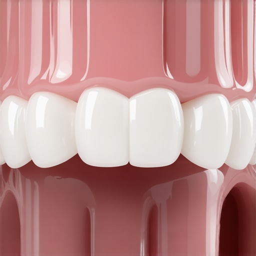 A detailed view of a custom-made nightguard fitted on teeth to prevent grinding damage.
