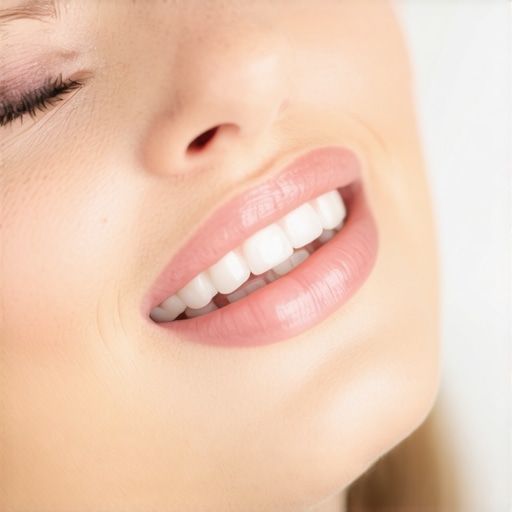 Close-up of dentist inspecting patient's veneers for discoloration and shadows