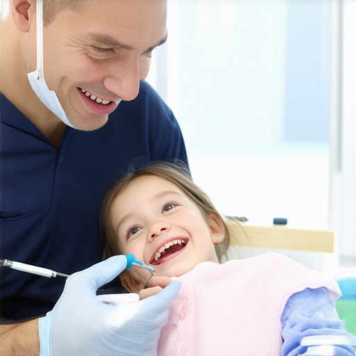 Parent and child during a dental appointment at a modern clinic