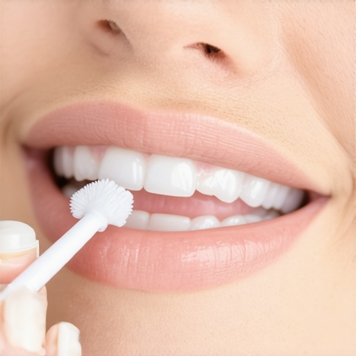 A dentist applying fluoride gel to patient’s teeth using a tray, illustrating enamel strengthening techniques.