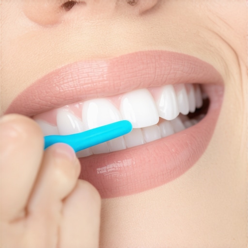 Person brushing gums delicately with soft toothbrush