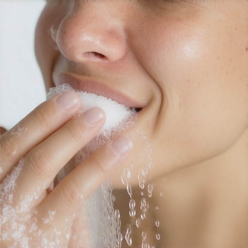 Person rinsing mouth with salt water to soothe gums