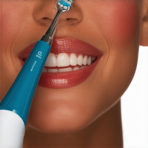 Maintaining Your Smile with the Right Tools Person brushing teeth with a high-tech ultrasonic toothbrush