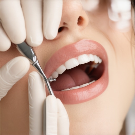 Modern dental examination scene Dentist inspecting patient's teeth using high-tech equipment in a contemporary dental office