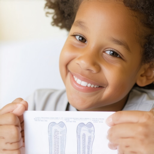 Parent Assessing Child's Teeth Development Parent recording child's missing teeth on a dental chart at home.