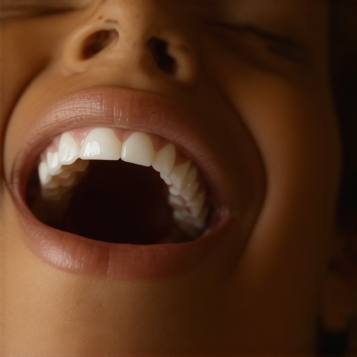 Dentist inspecting a child's teeth during a dental check-up.
