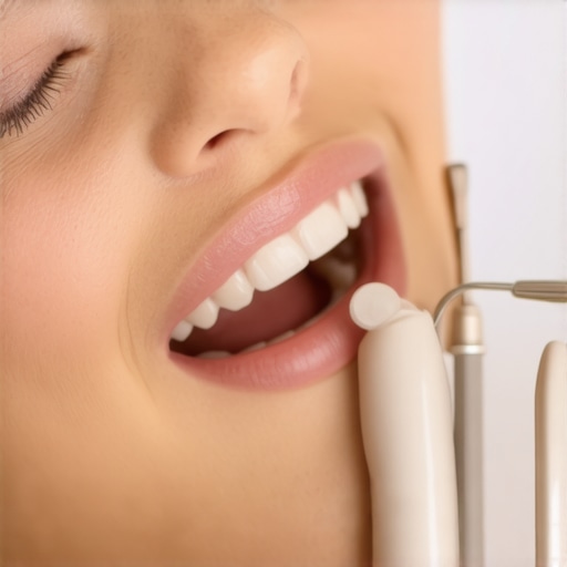 Dentist discussing dental veneer options with a patient in a clinic.