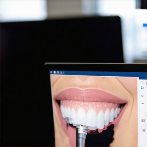 Dentist presenting a digital smile preview to patient.
