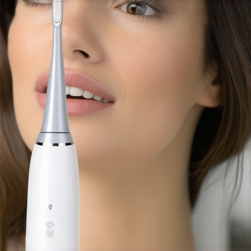 Modern ultrasonic toothbrush in use, demonstrating effective plaque removal.