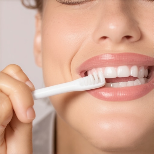 Person using a soft toothbrush to clean gums gently