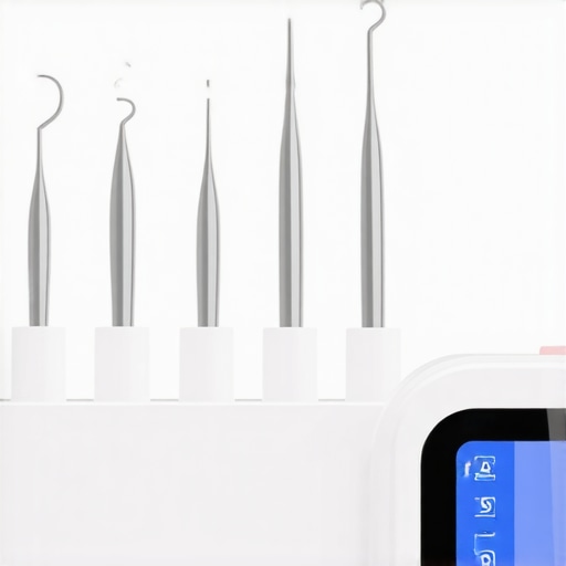 A sleek ultrasonic dental cleaning device displaying vibrations and cleaning process