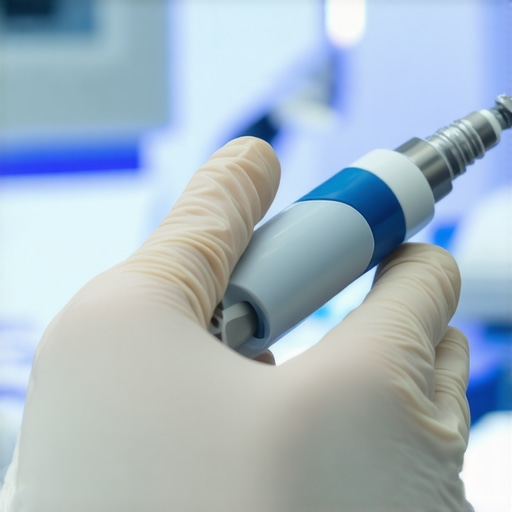 Modern Ultrasonic Dental Scaler Equipment A dentist holding a sleek ultrasonic dental scaler device for effective cleaning.