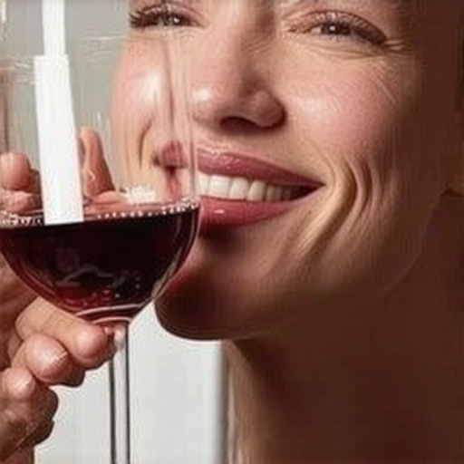 Person rinsing mouth with water after wine to protect veneers