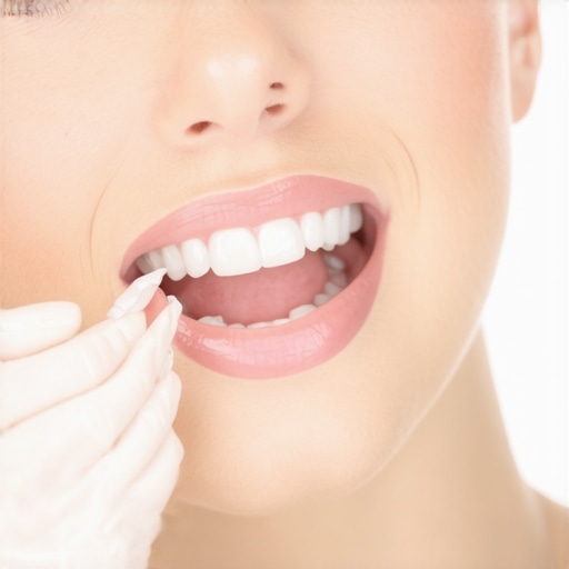 Person applying dental wax to protect a chipped front tooth for immediate relief.