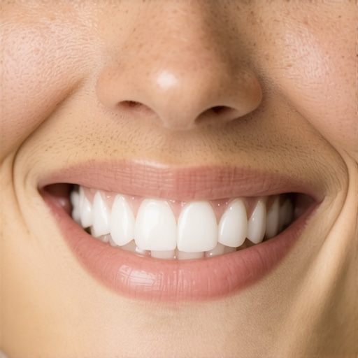 White spots on teeth before treatment Person showing white spots on teeth