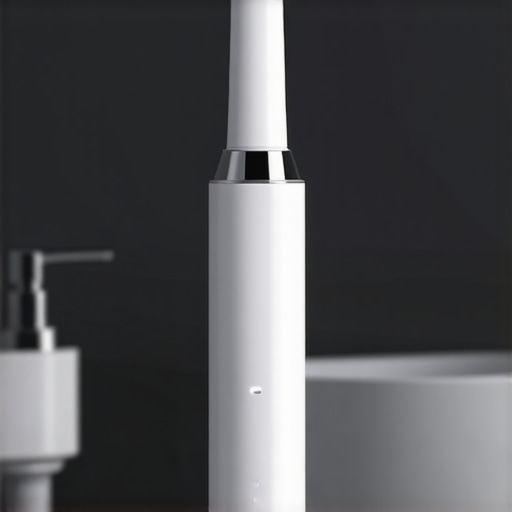 A state-of-the-art electric toothbrush on a bathroom counter, ready for daily use