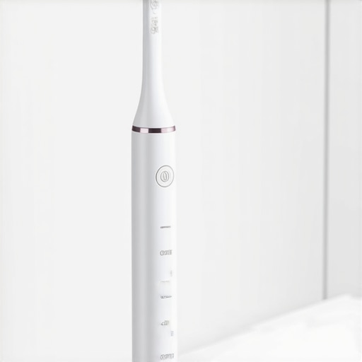 Advanced Electric Toothbrush for Superior Oral Care A high-tech electric toothbrush with different brush heads and modes in a clean bathroom setting.